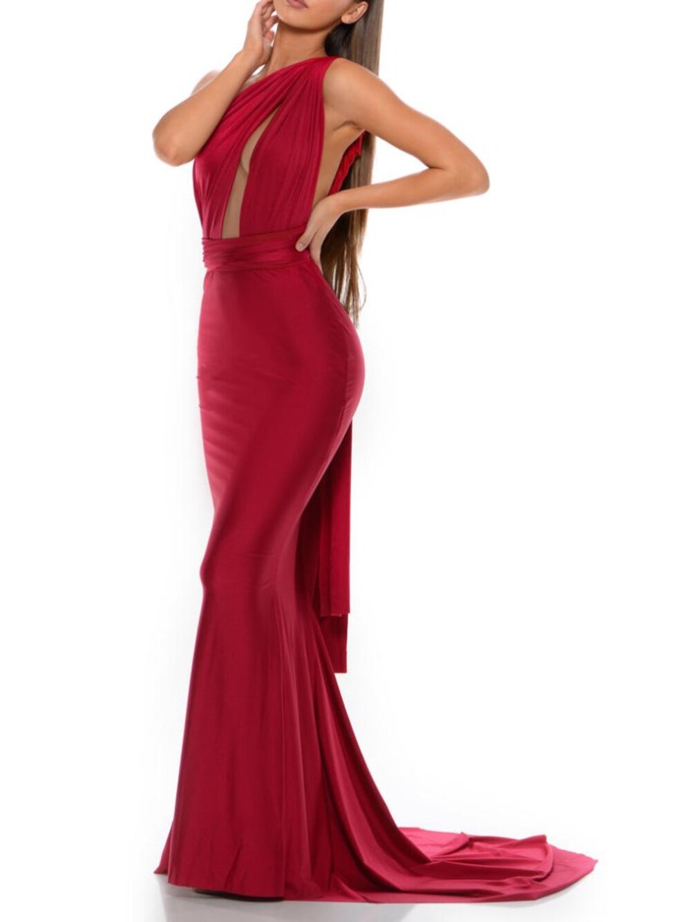 Nwt Portia & Scarlett Ps6110 Sleeveless Prom Dress Deep Red Size Os